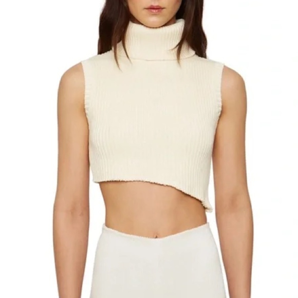 Danielle Guizio Turtleneck Knit Crop Top